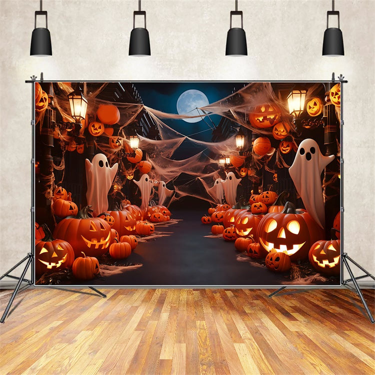 Moonlit Ghost Parade and Pumpkin Halloween Backdrop BRP8-195