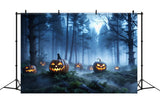 Halloween Misty Enchanted Woods and Pumpkins Backdrop BRP8-199