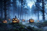 Halloween Misty Enchanted Woods and Pumpkins Backdrop BRP8-199