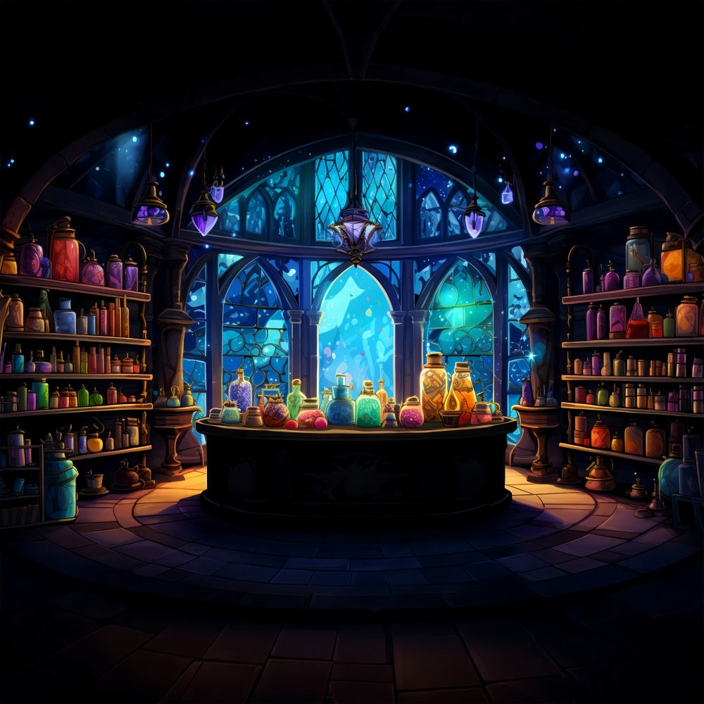 Halloween Wizard’s Potion Room with Elixirs Backdrop BRP8-200