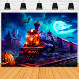 Halloween Haunted Pumpkin Express Train Backdrop BRP8-201