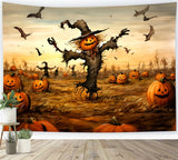 Halloween Spooky Scarecrow in Pumpkin Field Backdrop BRP8-202