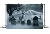 Halloween Haunting Graveyard with Eerie Mist Backdrop BRP8-206