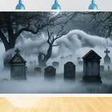 Halloween Haunting Graveyard with Eerie Mist Backdrop BRP8-206