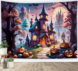 Halloween Mystical Witch’s Manor with Pumpkins Backdrop BRP8-208