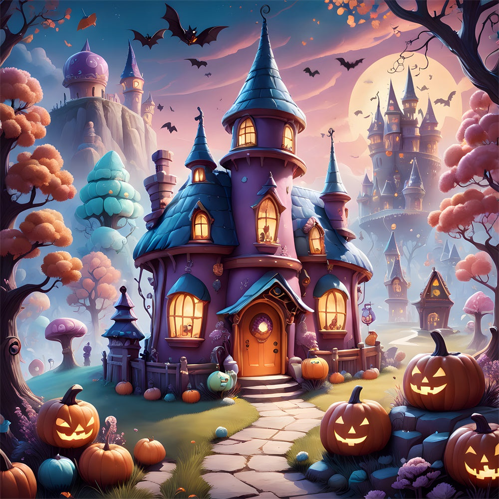 Halloween Mystical Witch’s Manor with Pumpkins Backdrop BRP8-208