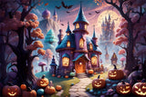 Halloween Mystical Witch’s Manor with Pumpkins Backdrop BRP8-208