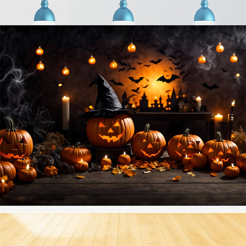 Halloween Witch Pumpkins and Candlelight Magic Backdrop BRP8-210