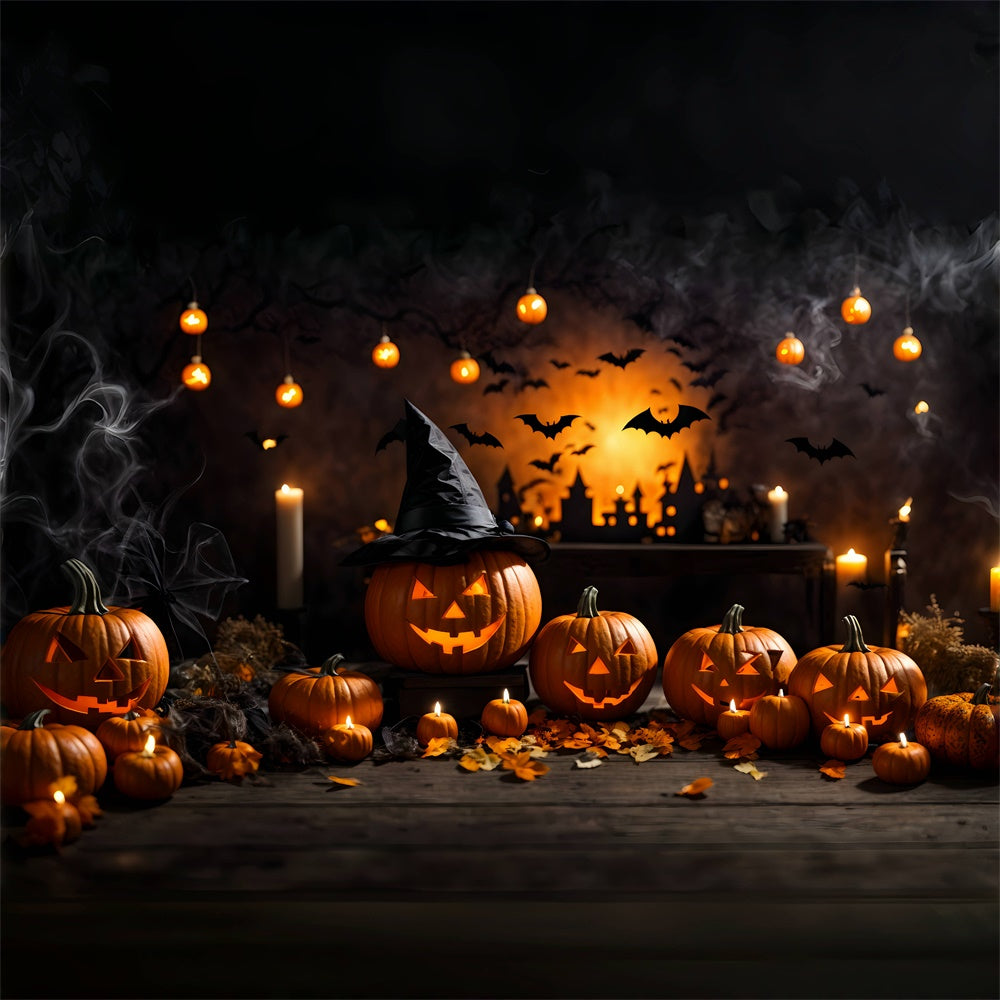 Halloween Witch Pumpkins and Candlelight Magic Backdrop BRP8-210