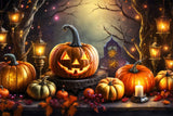 Halloween Glittering Lanterns and Harvest Pumpkins Backdrop BRP8-211