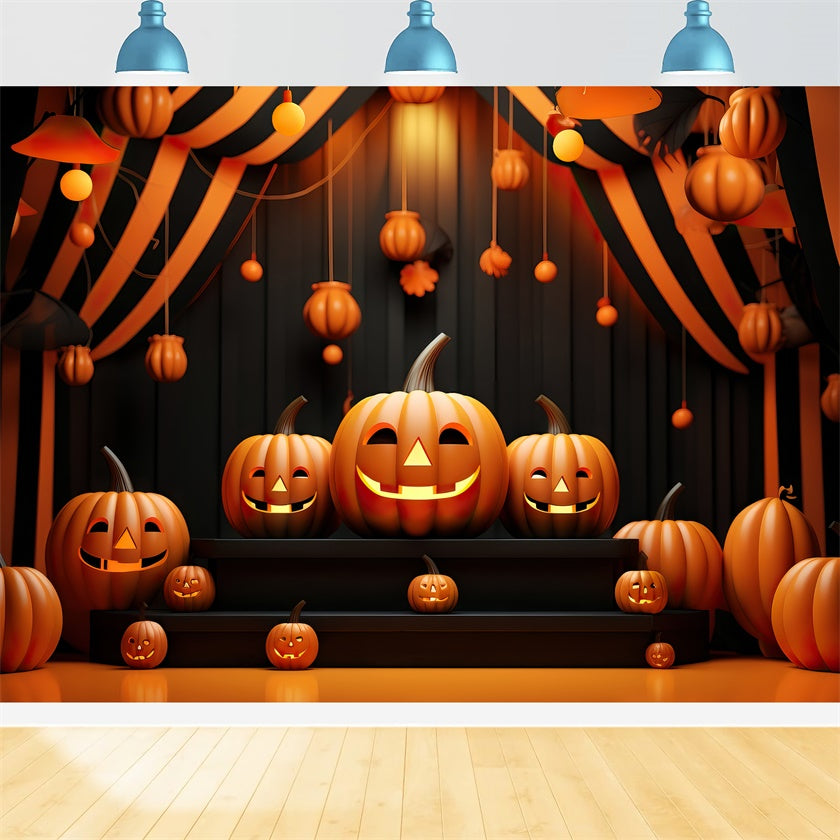 Glow and Smiling Pumpkins Halloween Stage Backdrop BRP8-214