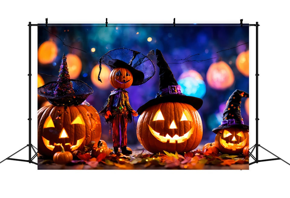 Enchanted Witch Pumpkins and Halloween Lights Backdrop BRP8-220