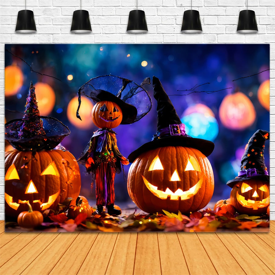 Enchanted Witch Pumpkins and Halloween Lights Backdrop BRP8-220