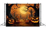 Spooky Pumpkin Forest Under Halloween Moon Backdrop BRP8-221