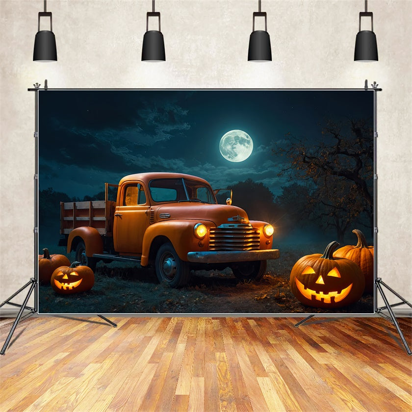 Truck and Pumpkins in Halloween Forest Backdrop BRP8-222