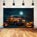 Truck and Pumpkins in Halloween Forest Backdrop BRP8-222