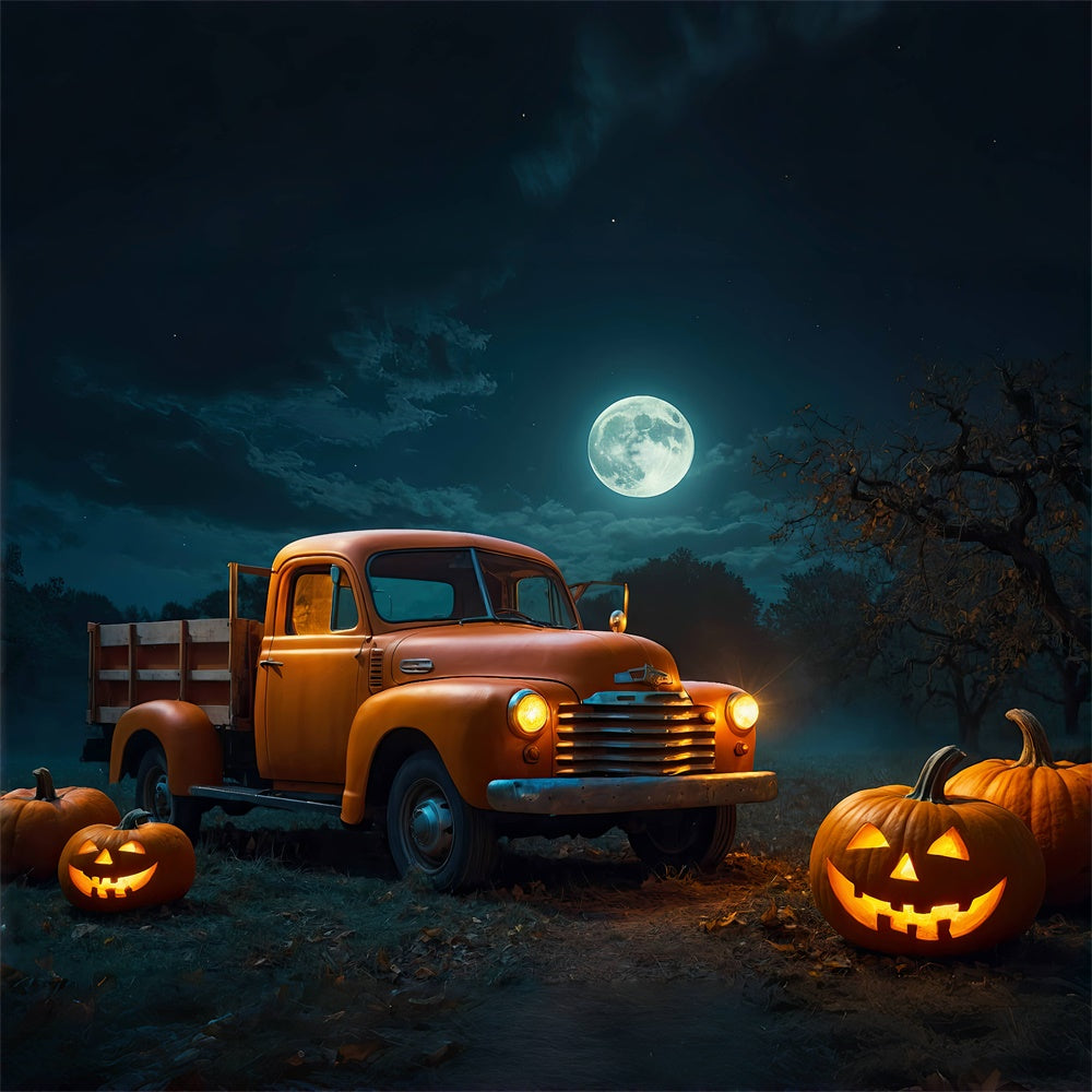 Truck and Pumpkins in Halloween Forest Backdrop BRP8-222