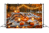 Cozy Halloween Evening Pumpkin Lantern Picnic Backdrop BRP8-224