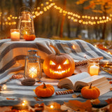 Cozy Halloween Evening Pumpkin Lantern Picnic Backdrop BRP8-224