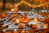 Cozy Halloween Evening Pumpkin Lantern Picnic Backdrop BRP8-224