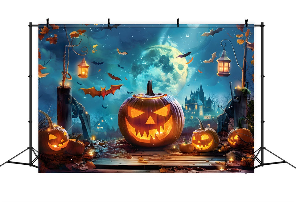 Spooky Night with Lanterns and Bats Halloween Backdrop BRP8-225