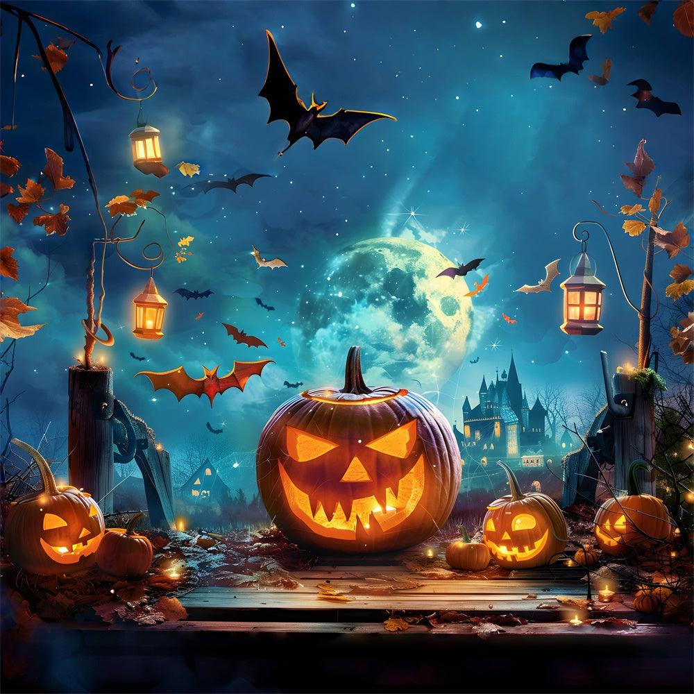 Spooky Night with Lanterns and Bats Halloween Backdrop BRP8-225