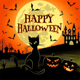 Scary Cat and Castle Happy Halloween Backdrop BRP8-228