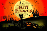 Scary Cat and Castle Happy Halloween Backdrop BRP8-228