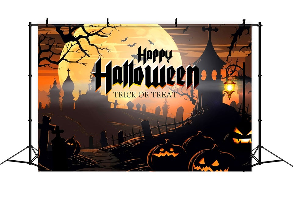 Happy Halloween Trick or Treat Cemetery Backdrop BRP8-229