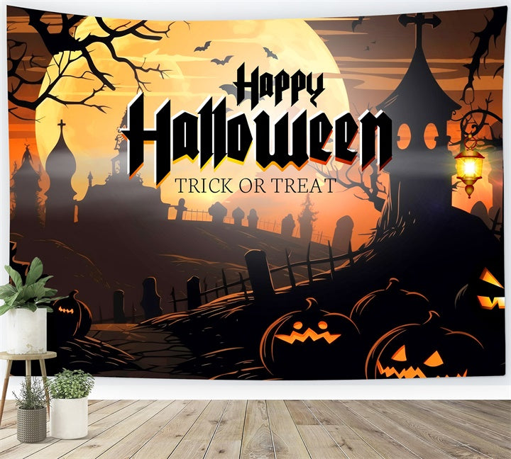 Happy Halloween Trick or Treat Cemetery Backdrop BRP8-229