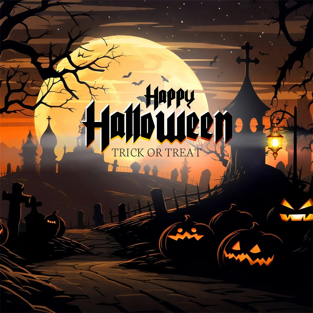 Happy Halloween Trick or Treat Cemetery Backdrop BRP8-229