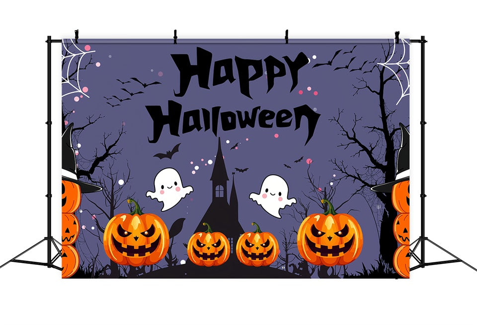 Happy Halloween Ghosts and Pumpkin Fun Backdrop BRP8-230