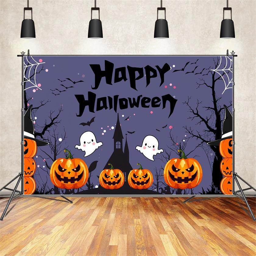 Happy Halloween Ghosts and Pumpkin Fun Backdrop BRP8-230