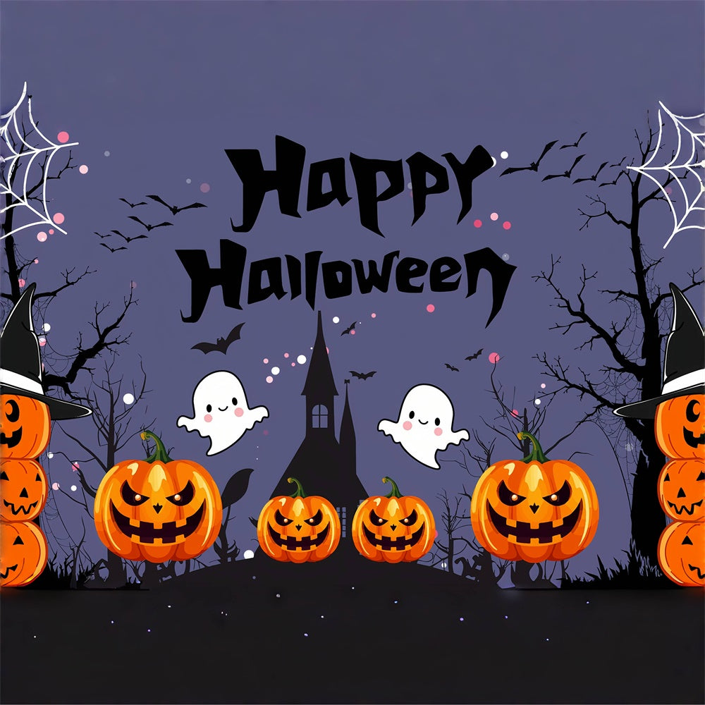 Happy Halloween Ghosts and Pumpkin Fun Backdrop BRP8-230