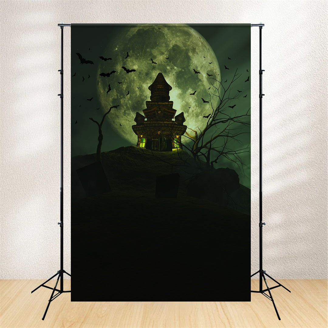 Full Moon and Hilltop Castle Halloween Backdrop BRP8-231