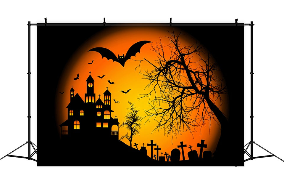 Twilight Over Haunted Hill Halloween Backdrop BRP8-233