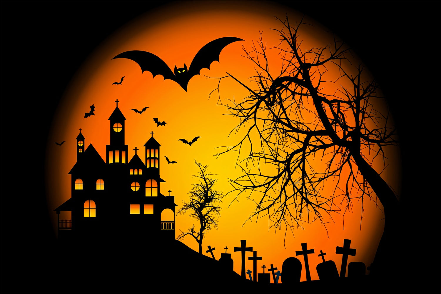 Twilight Over Haunted Hill Halloween Backdrop BRP8-233