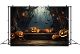 Halloween Haunted Forest with Glowing Pumpkins Backdrop BRP8-236