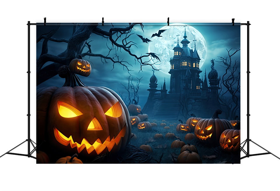 Evil Pumpkin and Spooky Castle Halloween Backdrop BRP8-238