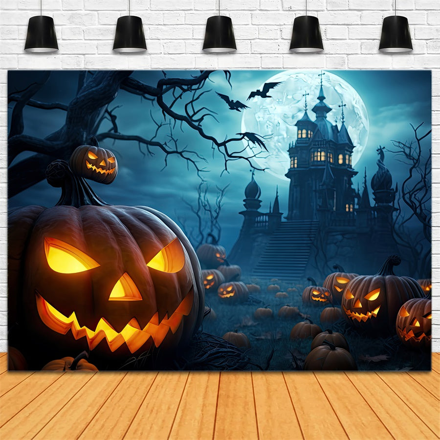 Evil Pumpkin and Spooky Castle Halloween Backdrop BRP8-238