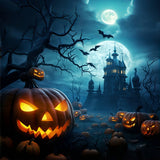 Evil Pumpkin and Spooky Castle Halloween Backdrop BRP8-238