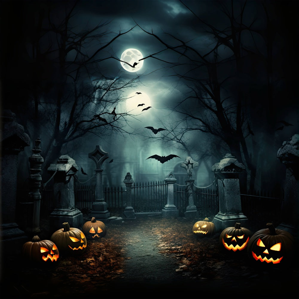 Halloween Cemetery Path with Evil Pumpkins Backdrop BRP8-239