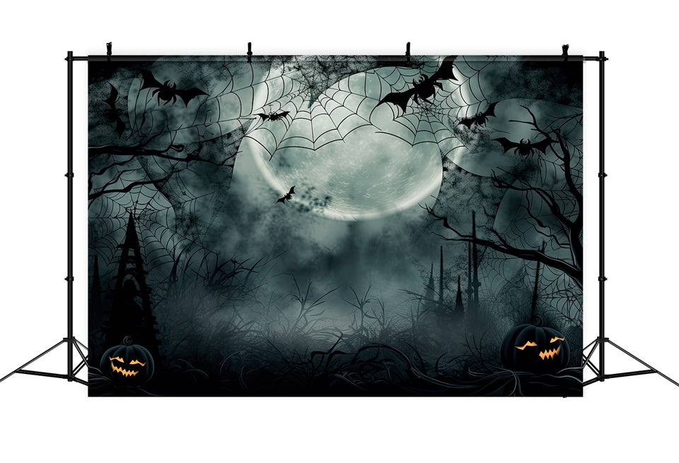 Misty Night with Webs Halloween Forest Backdrop BRP8-240