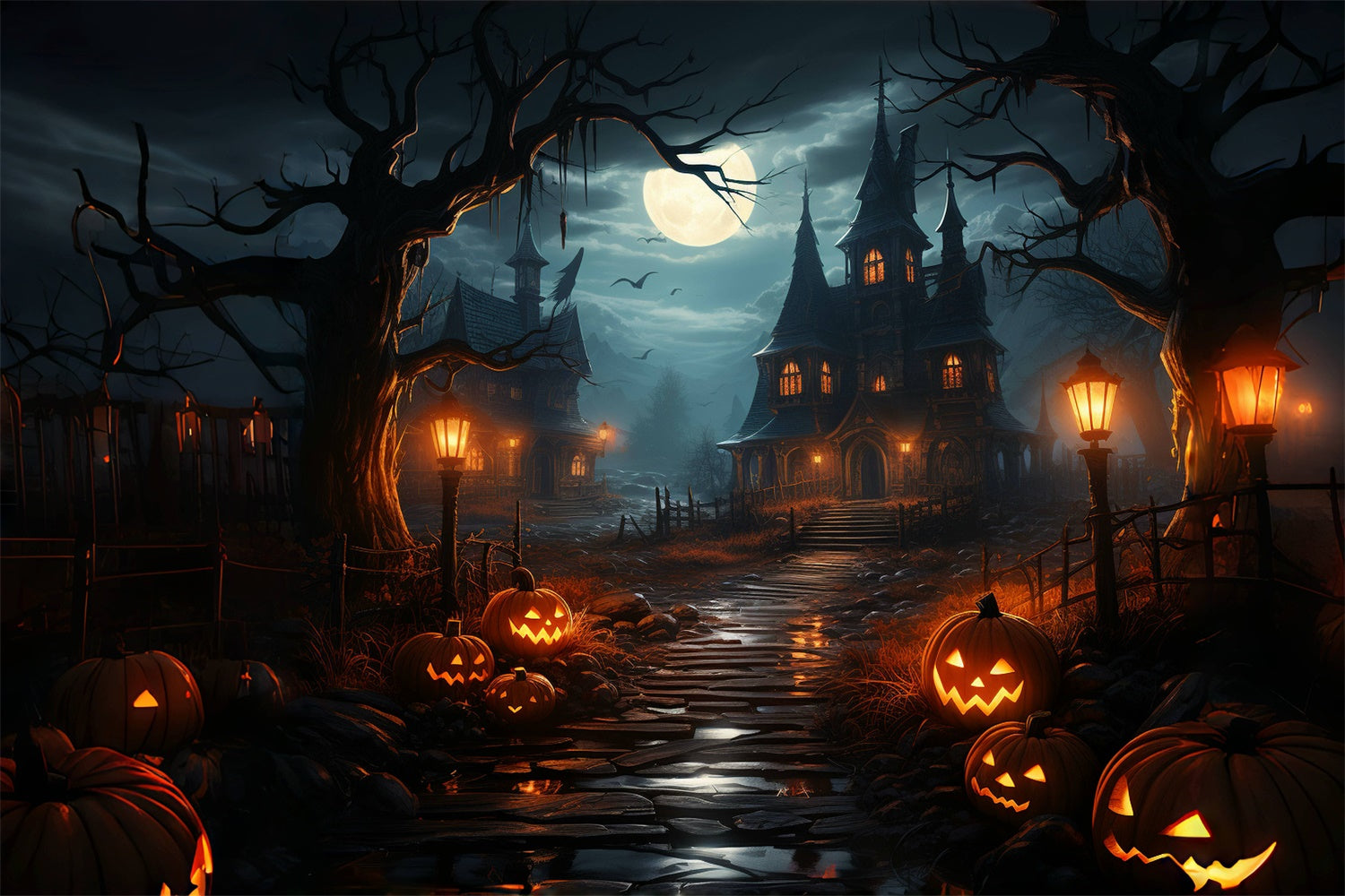 Sinister Pathway to Cursed House Halloween Backdrop BRP8-241