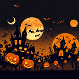 Halloween Night Pumpkin Patch Castle Backdrop BRP8-242