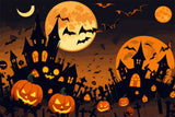 Halloween Night Pumpkin Patch Castle Backdrop BRP8-242