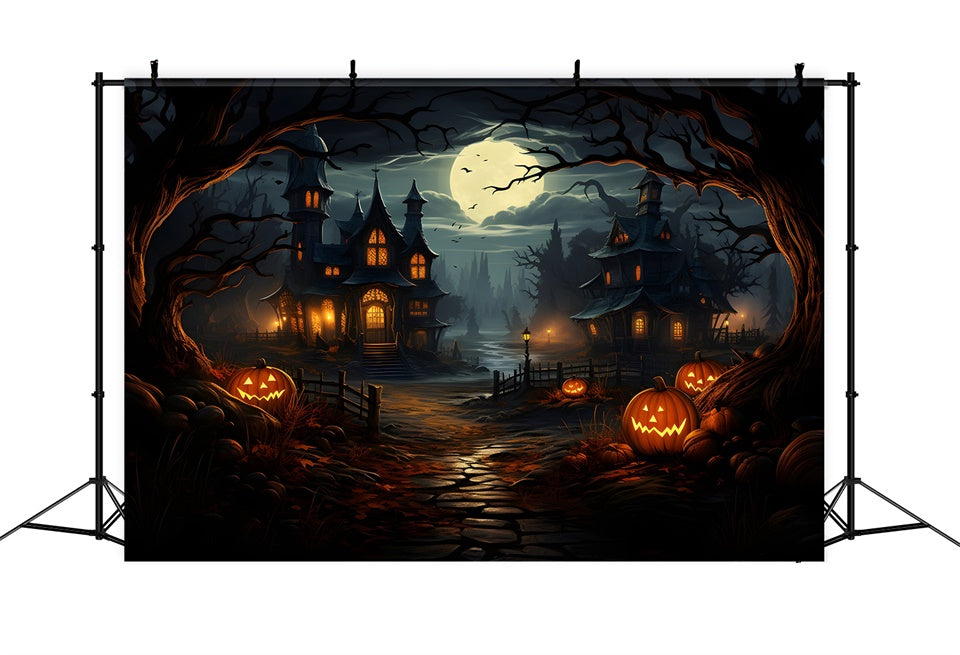 Spooky Pathway to Haunted House Halloween Backdrop BRP8-243