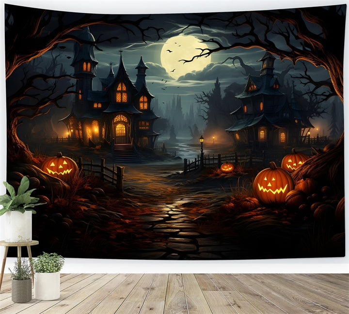 Spooky Pathway to Haunted House Halloween Backdrop BRP8-243