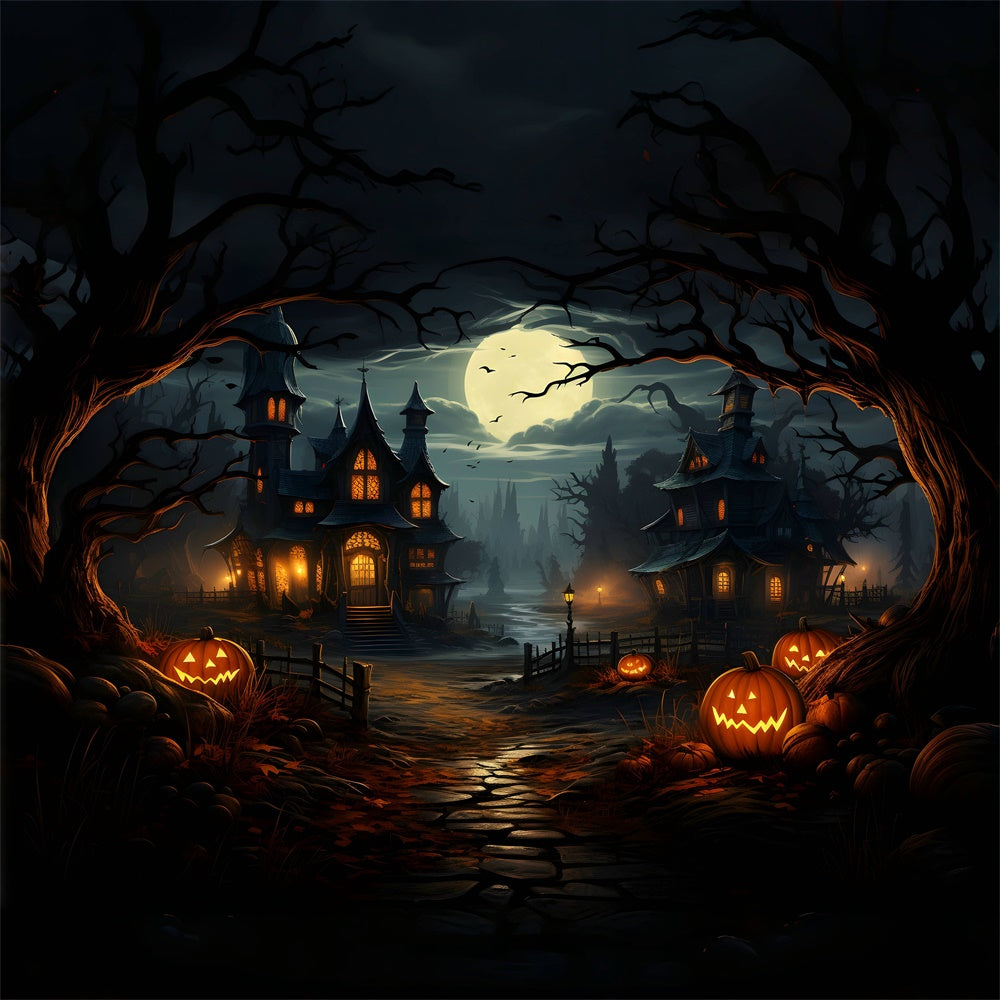 Spooky Pathway to Haunted House Halloween Backdrop BRP8-243