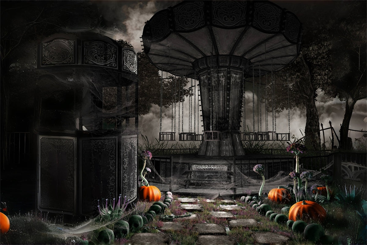 Haunted Swings and Overgrown Path Halloween Backdrop BRP8-245